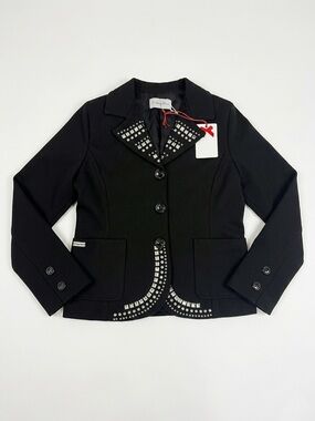 Italian Denny Rose Young Girls Black Silver Studded Jacket New with Tags